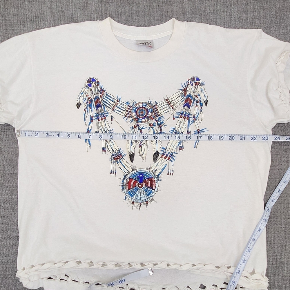 Oneita White Native American- Inspired Dreamcatcher Graphic With Cut Out Design. - Picture 8 of 9